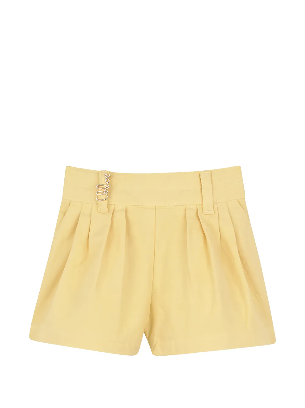 Chloé Kids pleated logo-plaque shorts - Giallo