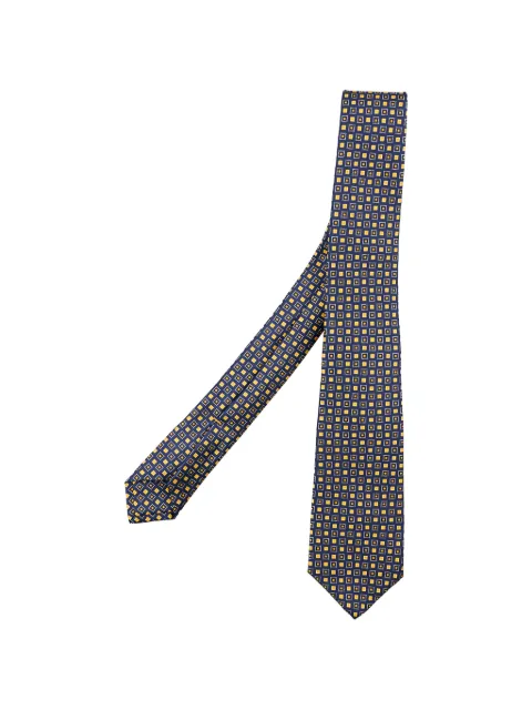Kiton geometric-pattern jacquard tie