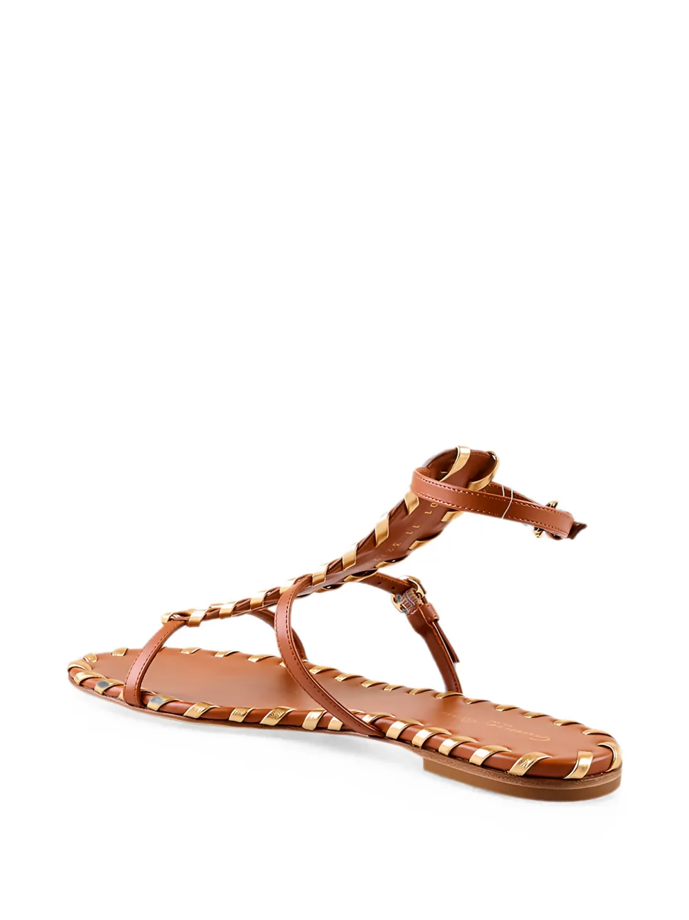 Gianvito Rossi whipstitch-trim ankle-strap sandals Bruin