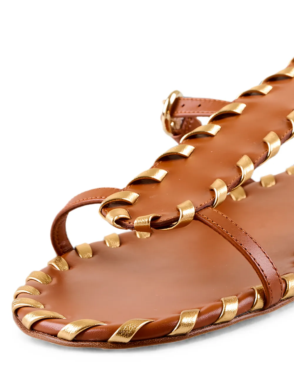 Gianvito Rossi whipstitch-trim ankle-strap sandals Bruin