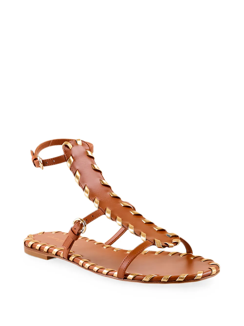 Gianvito Rossi whipstitch-trim ankle-strap sandals Bruin