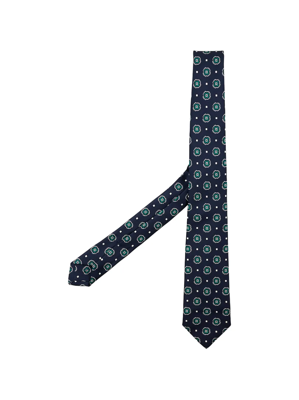Kiton geometric-print silk tie - Blau