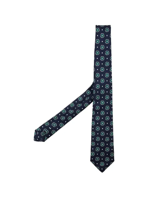 Kiton geometric-print silk tie