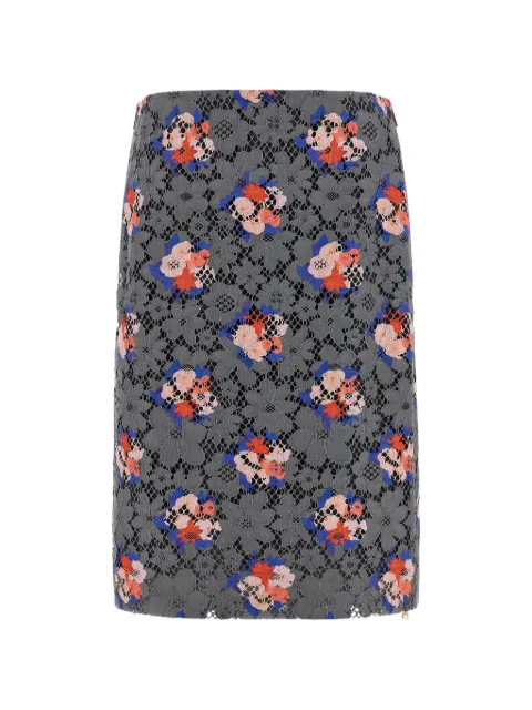 FENDI lace floral-pattern midi skirt