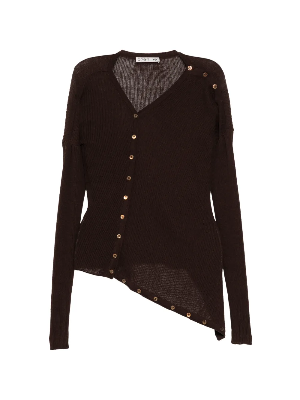 Open YY convertible draped cardigan - Marrone