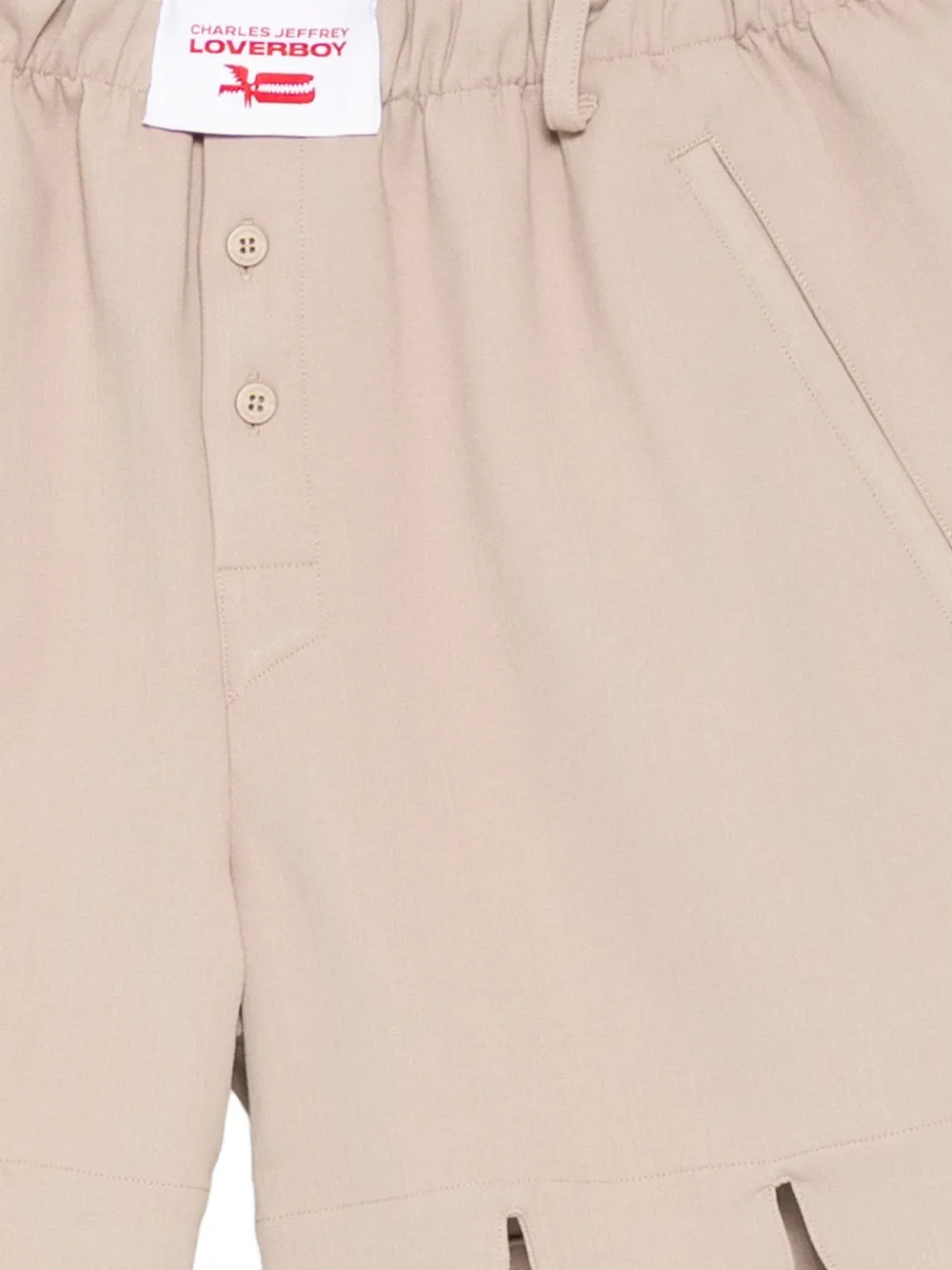 Charles Jeffrey Loverboy Shorts met gewelfde afwerking en logopatch Beige