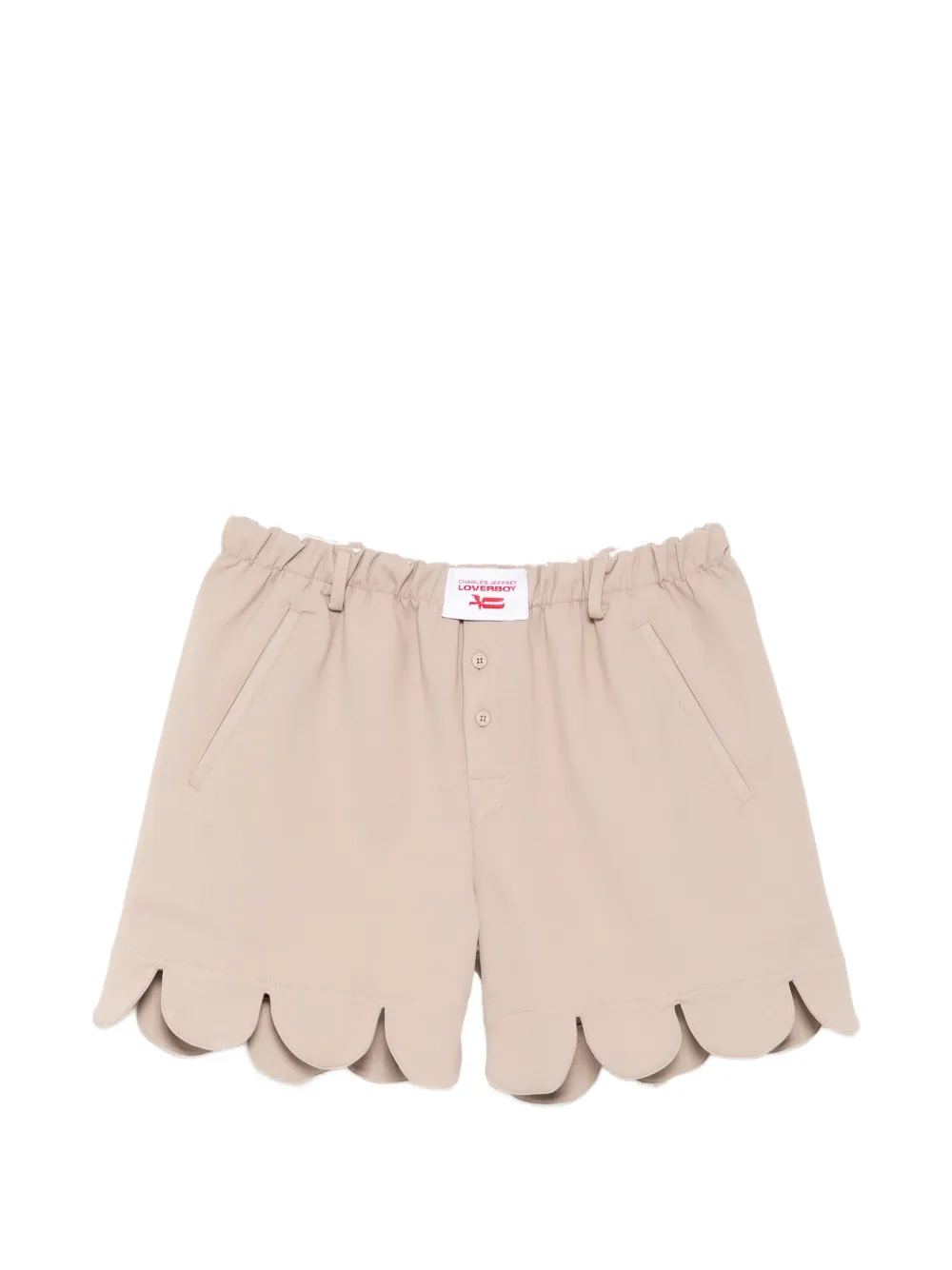 Charles Jeffrey Loverboy logo-patched scalloped-hem shorts - Toni neutri