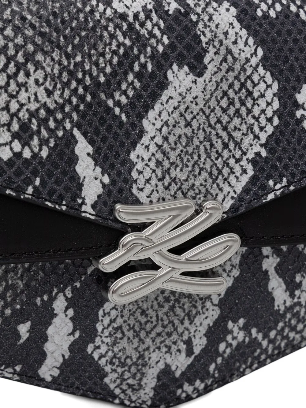 Karl Lagerfeld Crossbodytas met slangenleer-effect en logo-plakkaat Zwart
