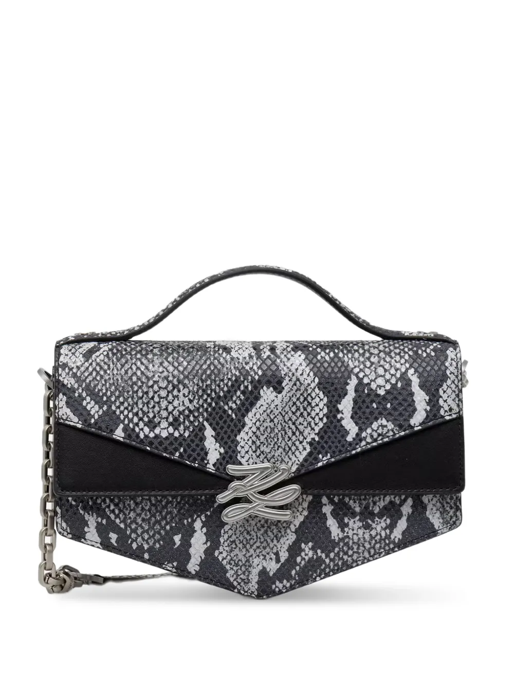 Karl Lagerfeld snake-effect logo-plaque cross body bag - Nero