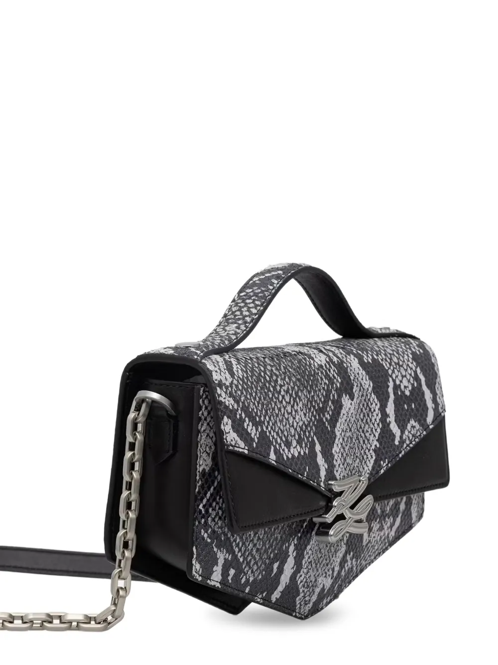Karl Lagerfeld Crossbodytas met slangenleer-effect en logo-plakkaat Zwart