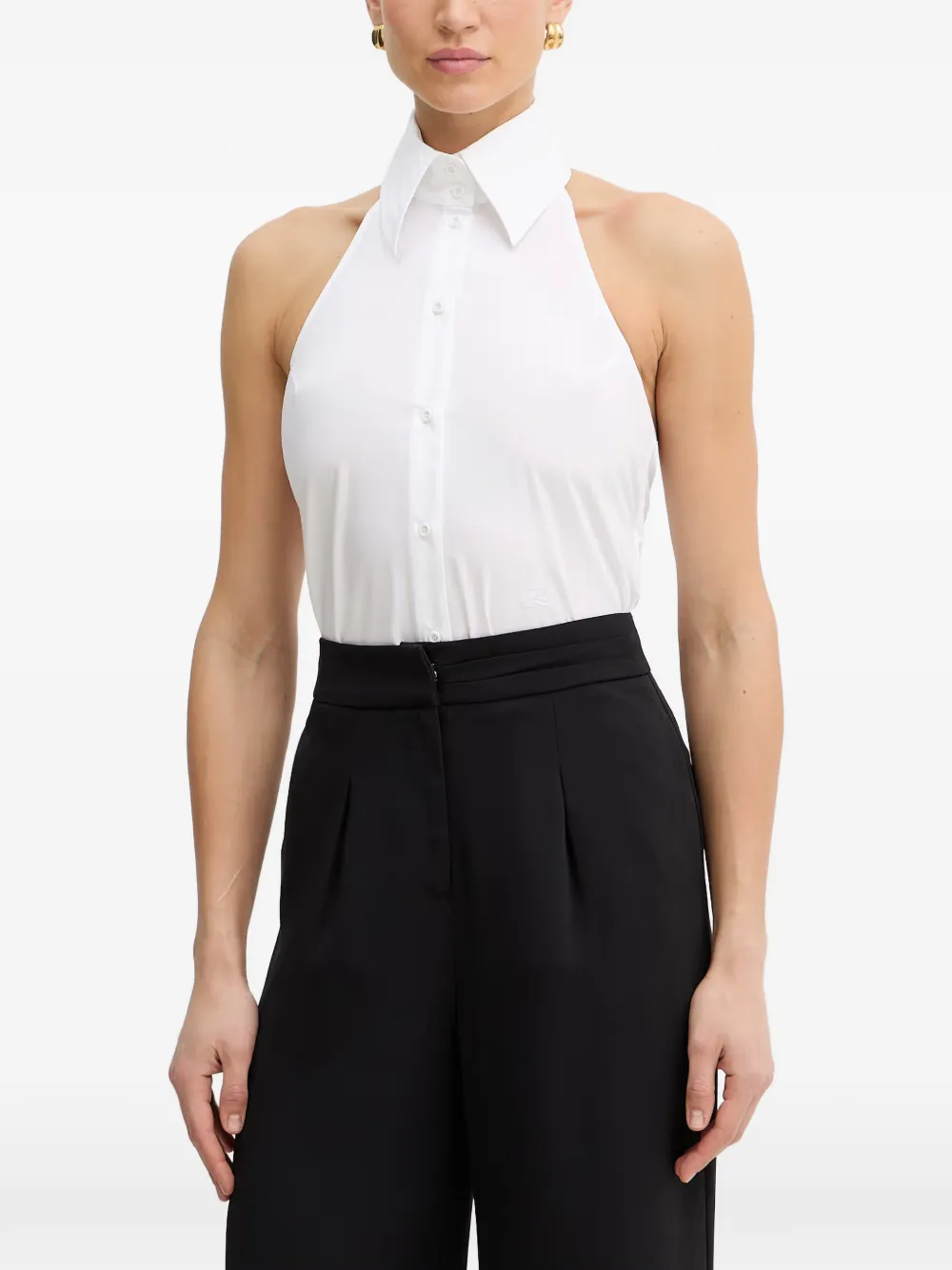 Karl Lagerfeld halterneck back-tie top - Bianco
