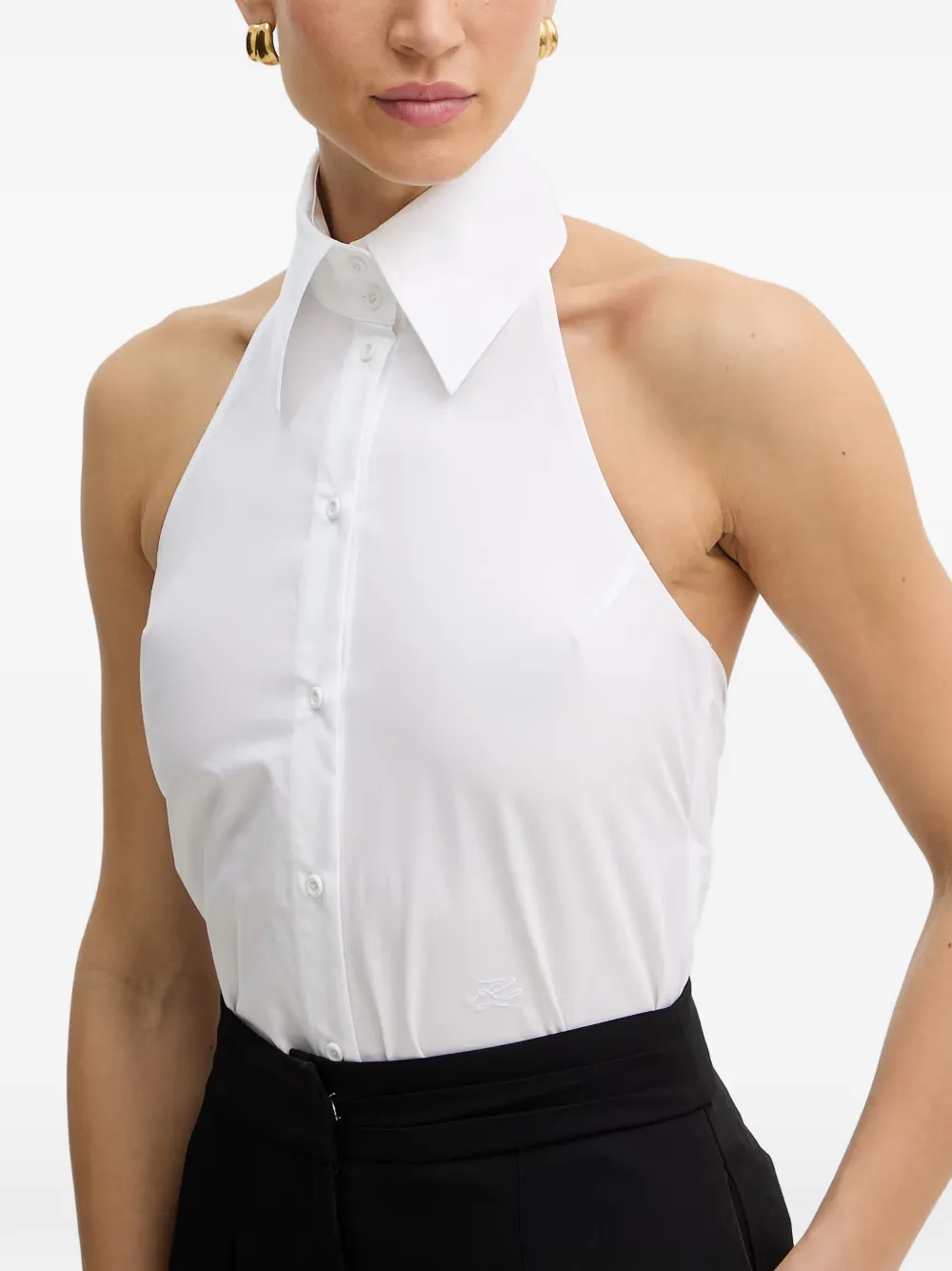 Karl Lagerfeld Mouwloze blouse met gestrikte achterkant Wit
