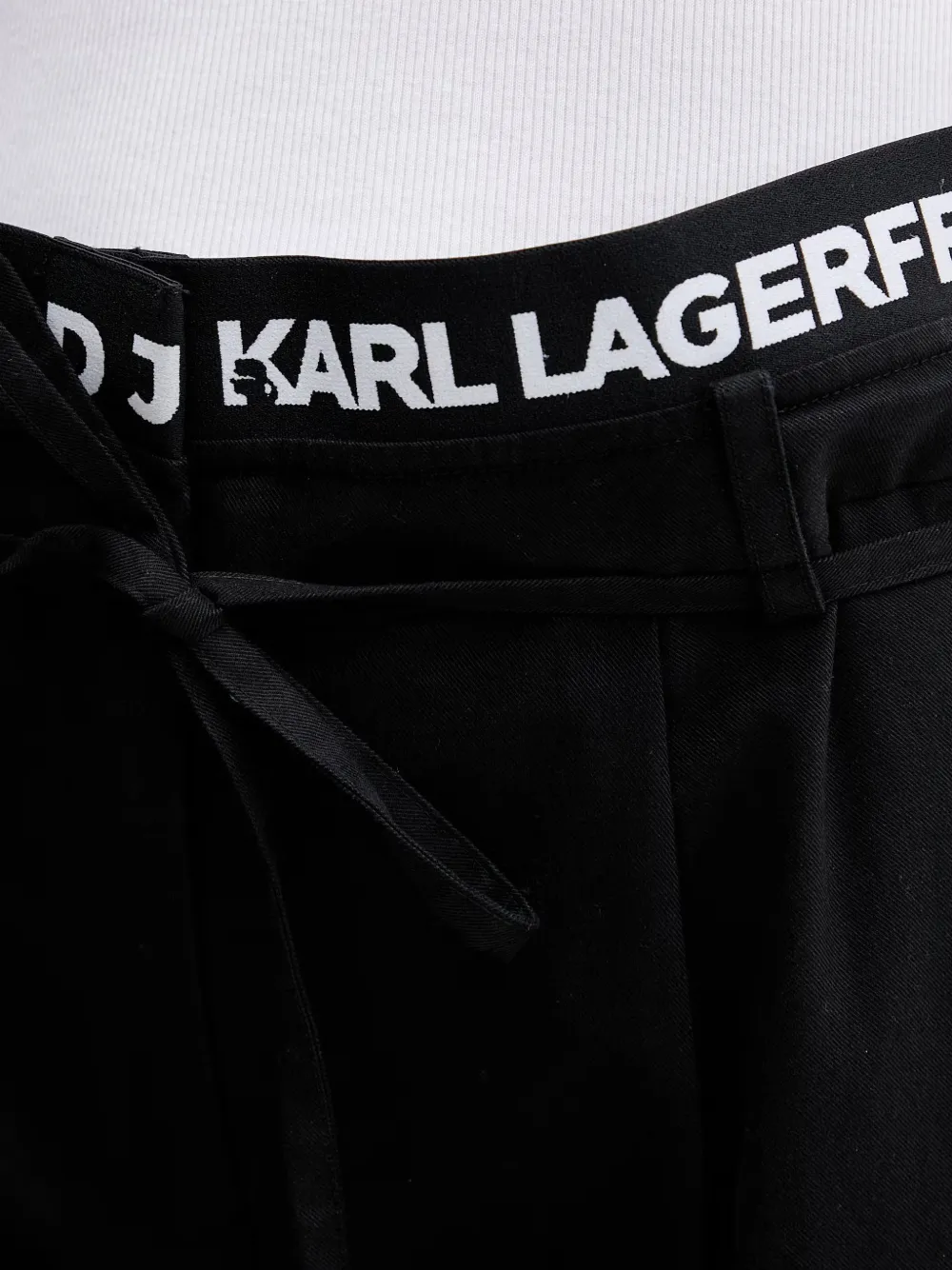 Karl Lagerfeld Jeans Broek met logoband en striksluiting Zwart