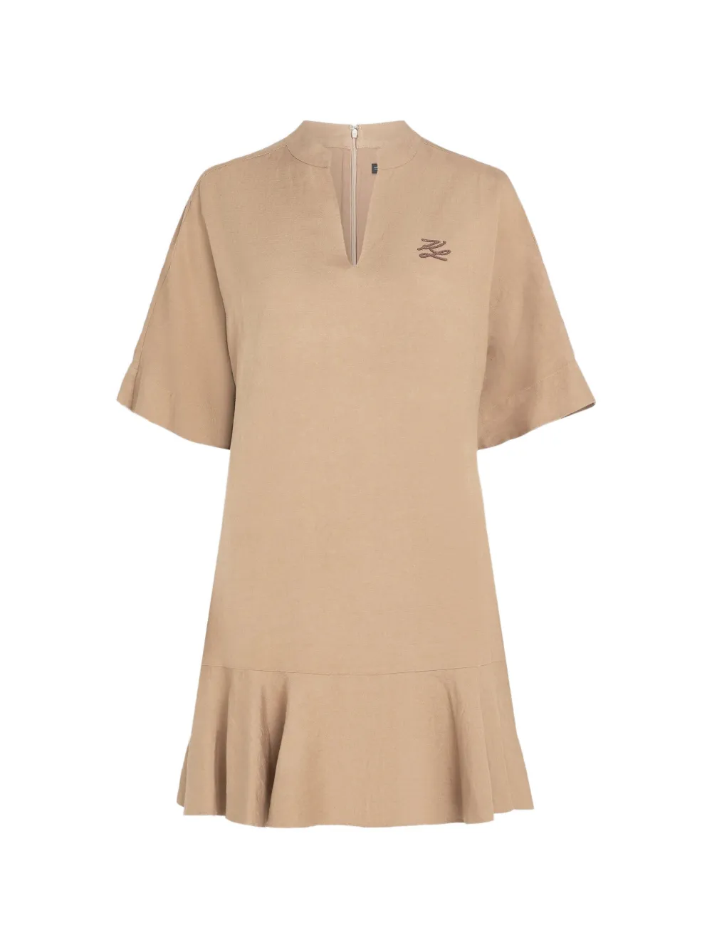 Karl Lagerfeld ruffled-hem V-neck mini dress - Braun