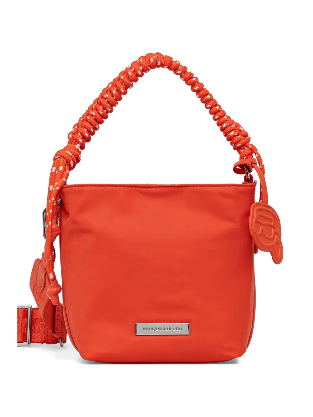 Karl Lagerfeld rope-handle logo-plaque bucket bag - Arancione