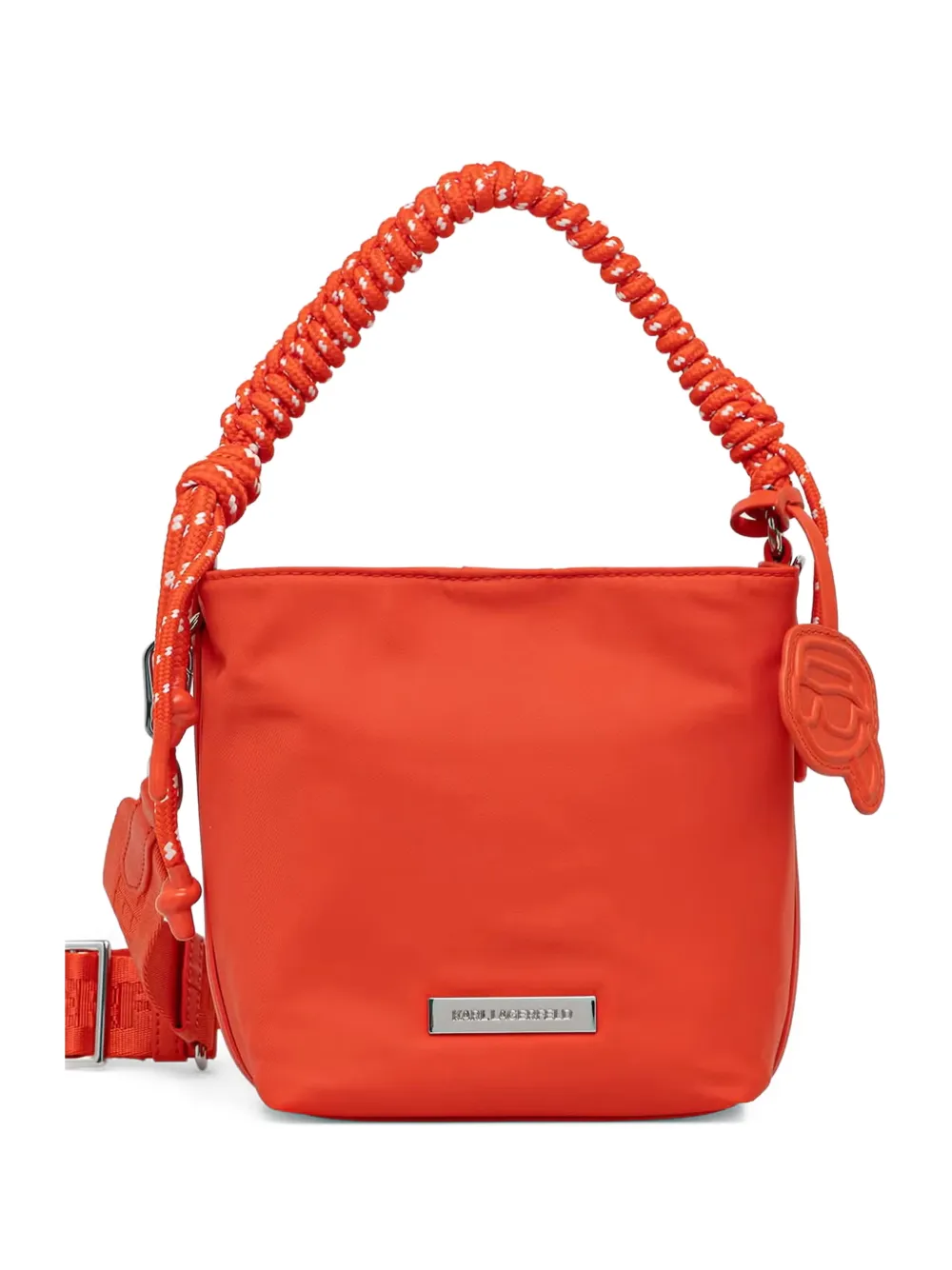 Karl Lagerfeld rope-handle logo-plaque bucket bag - Arancione