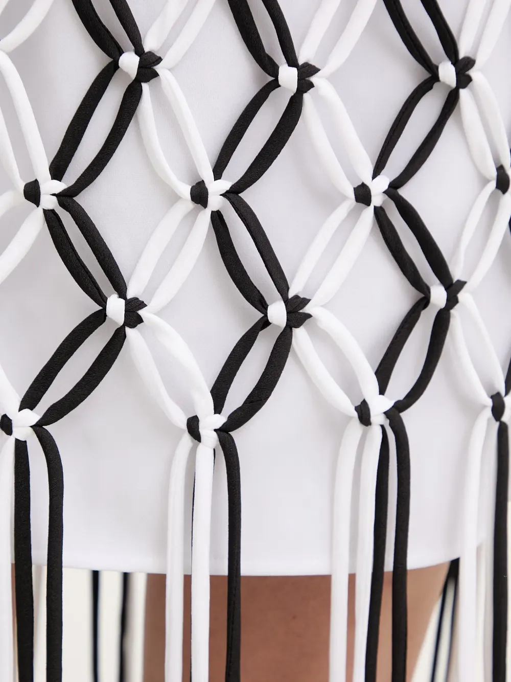 Karl Lagerfeld Mini-rok met franje en macramé laag Wit