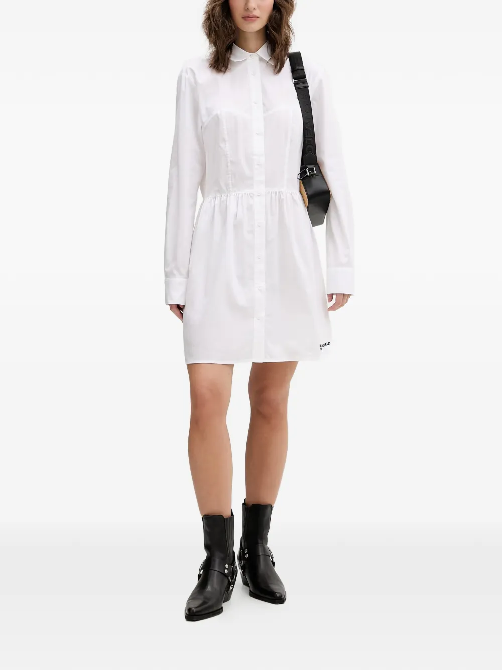 Karl Lagerfeld Jeans corset-style mini shirt dress - Bianco