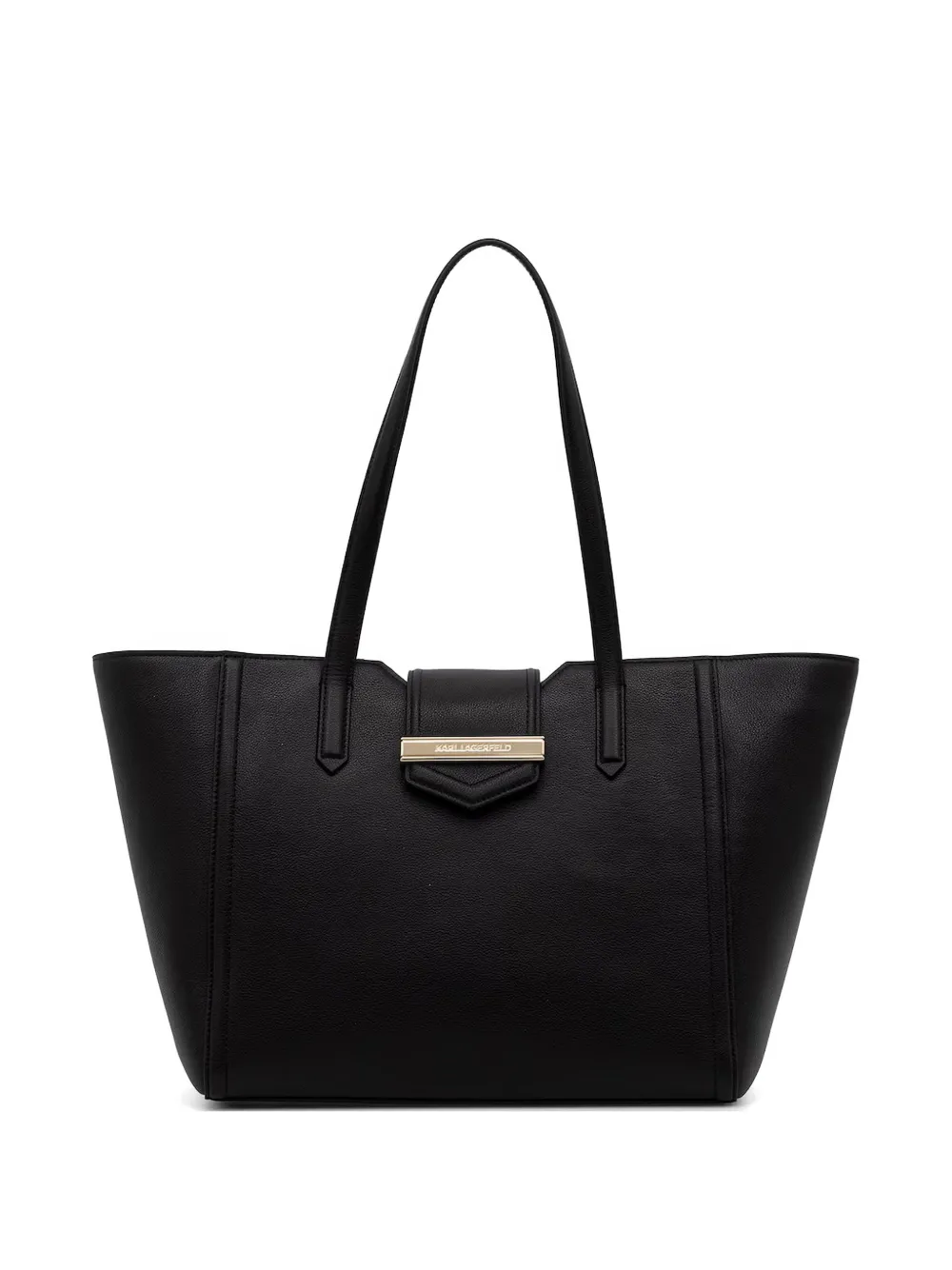 Karl Lagerfeld logo-plaque leather tote bag - Nero