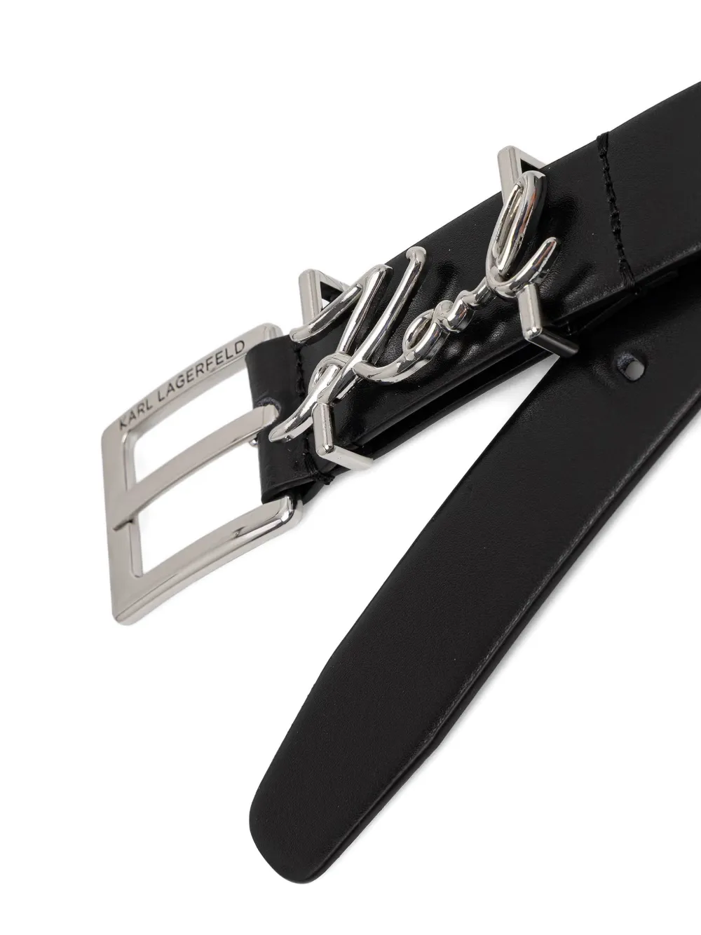 Karl Lagerfeld Signature riem met logoplakkaat Zwart