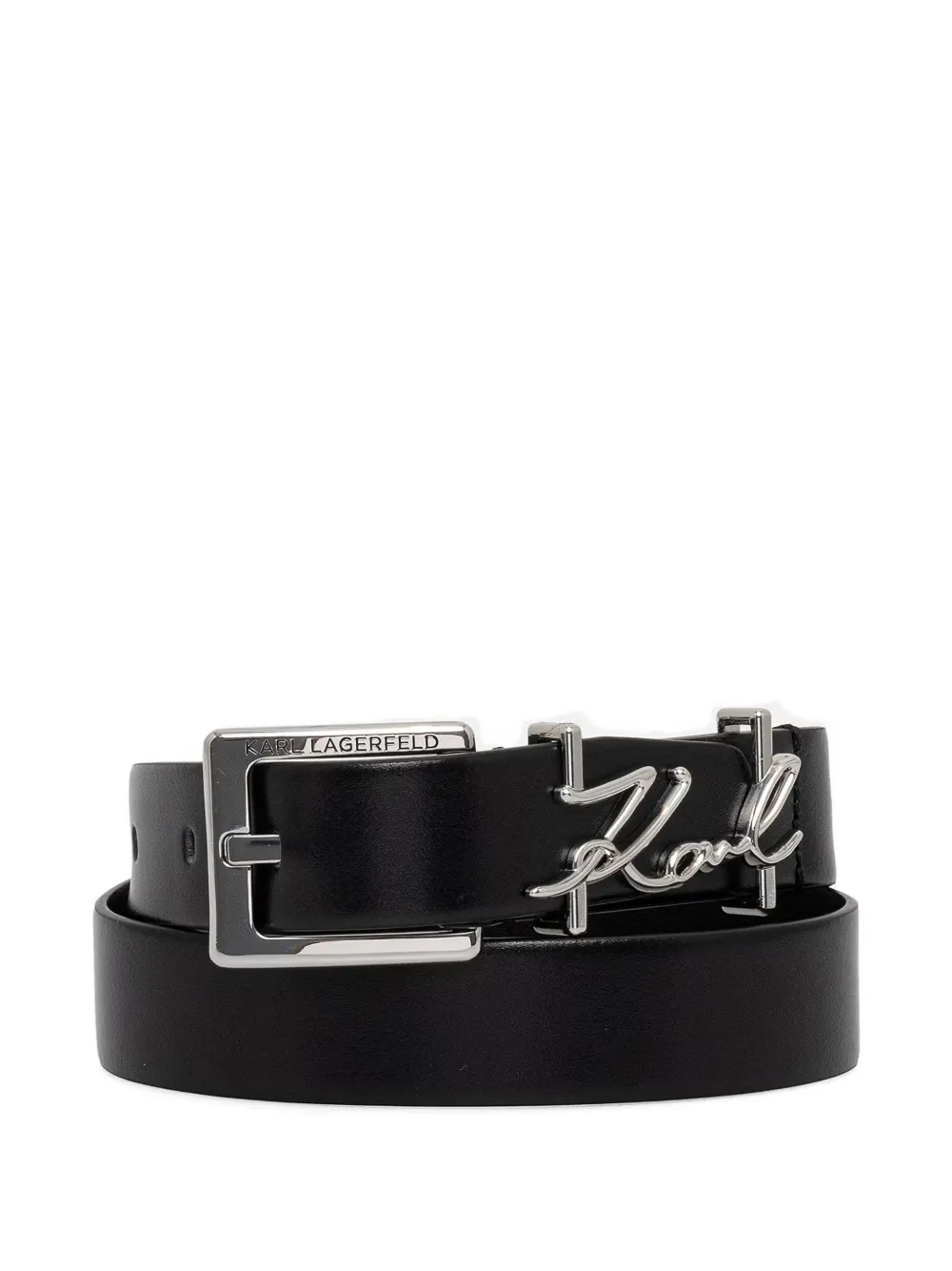 Karl Lagerfeld Signature logo-plaque belt - Nero