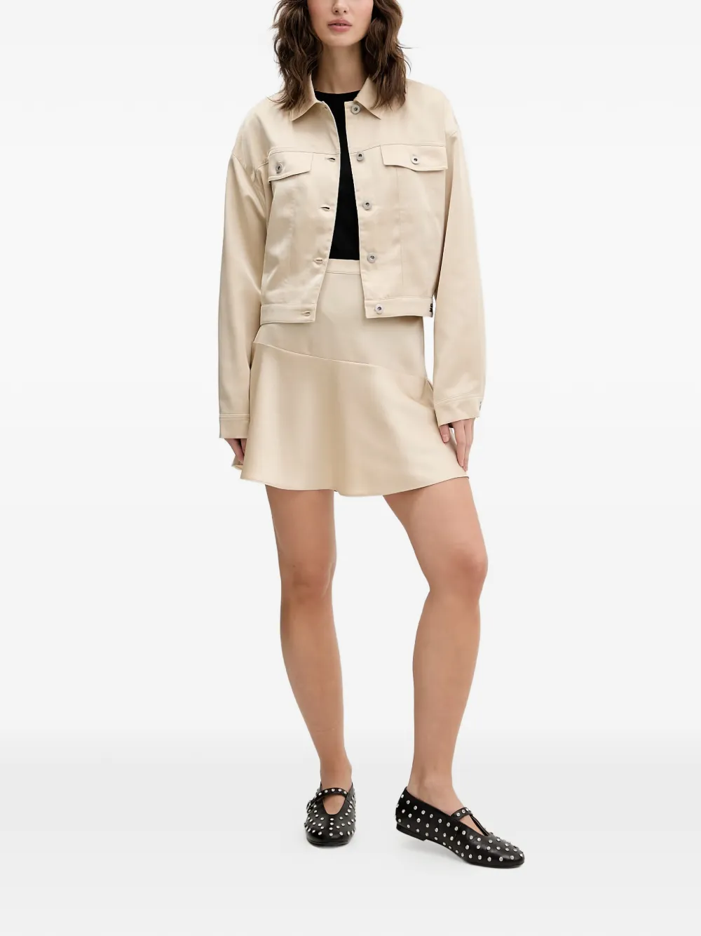 Karl Lagerfeld Jeans Satijnen jack met uitgesneden details Beige