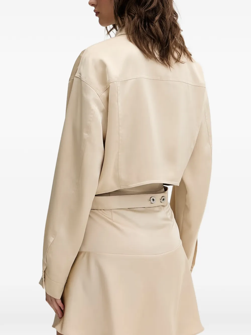 Karl Lagerfeld Jeans Satijnen jack met uitgesneden details Beige