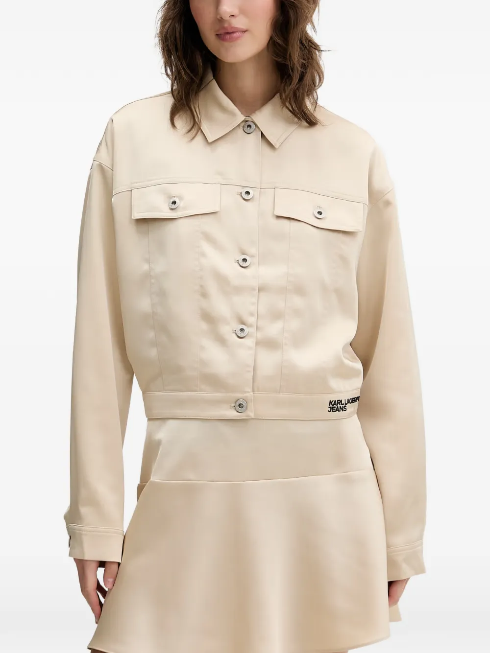 Karl Lagerfeld Jeans satin cut-out jacket - Nude