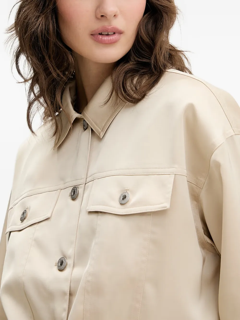 Karl Lagerfeld Jeans Satijnen jack met uitgesneden details Beige