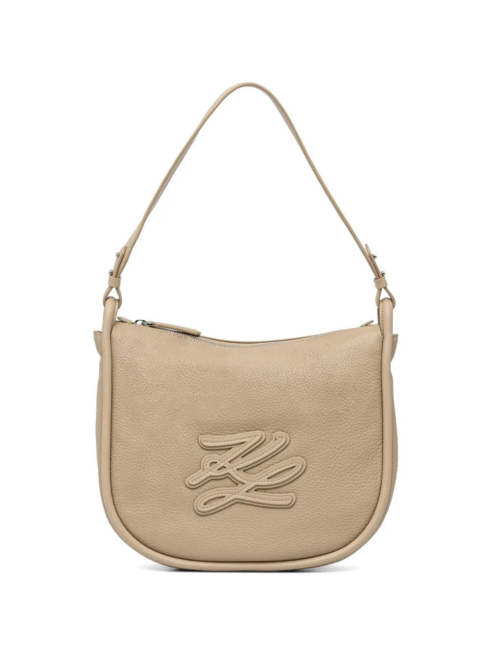 Karl Lagerfeld monogram-patch grained-leather shoulder bag - Toni neutri