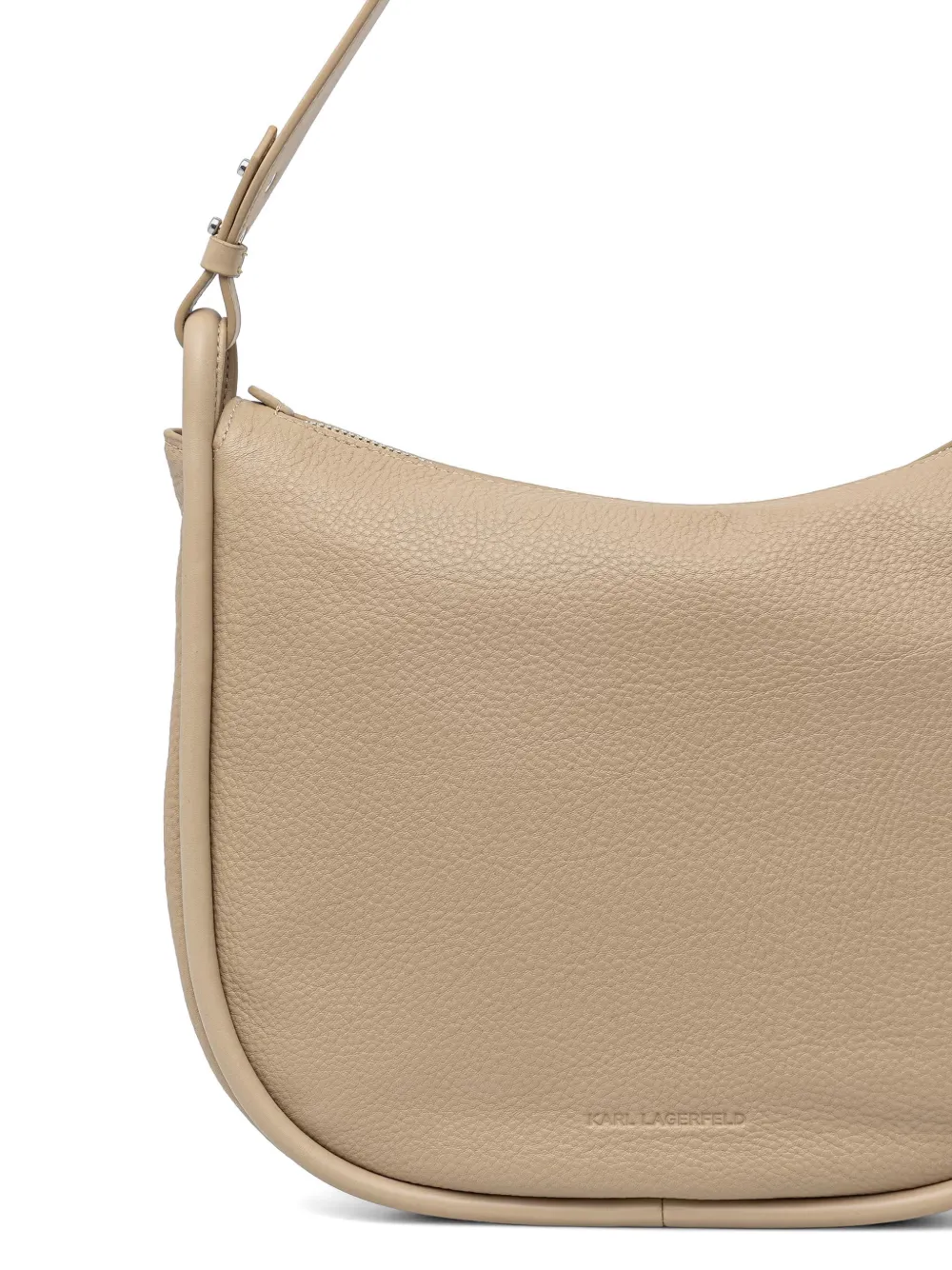 Karl Lagerfeld Schoudertas met monogram-patch van bewerkt leer Beige