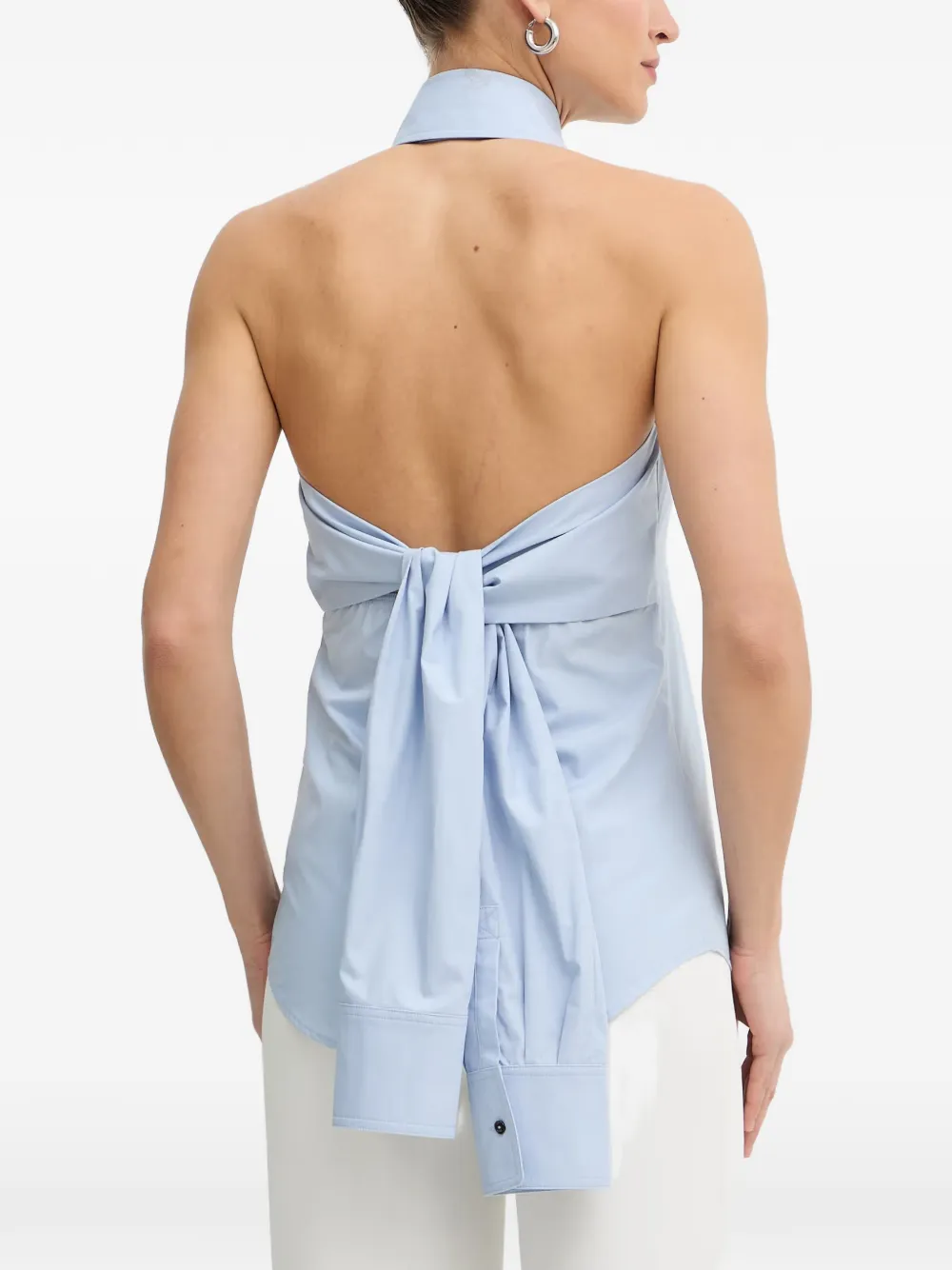 Karl Lagerfeld Mouwloze blouse met gestrikte achterkant Blauw