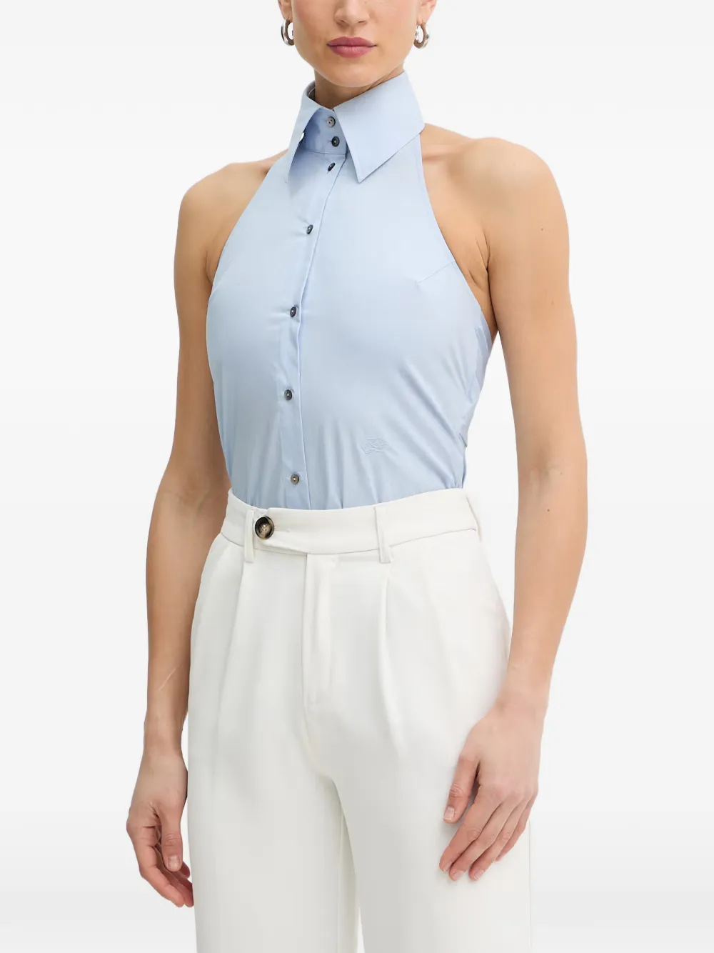 Karl Lagerfeld halterneck back-tie top - Blu