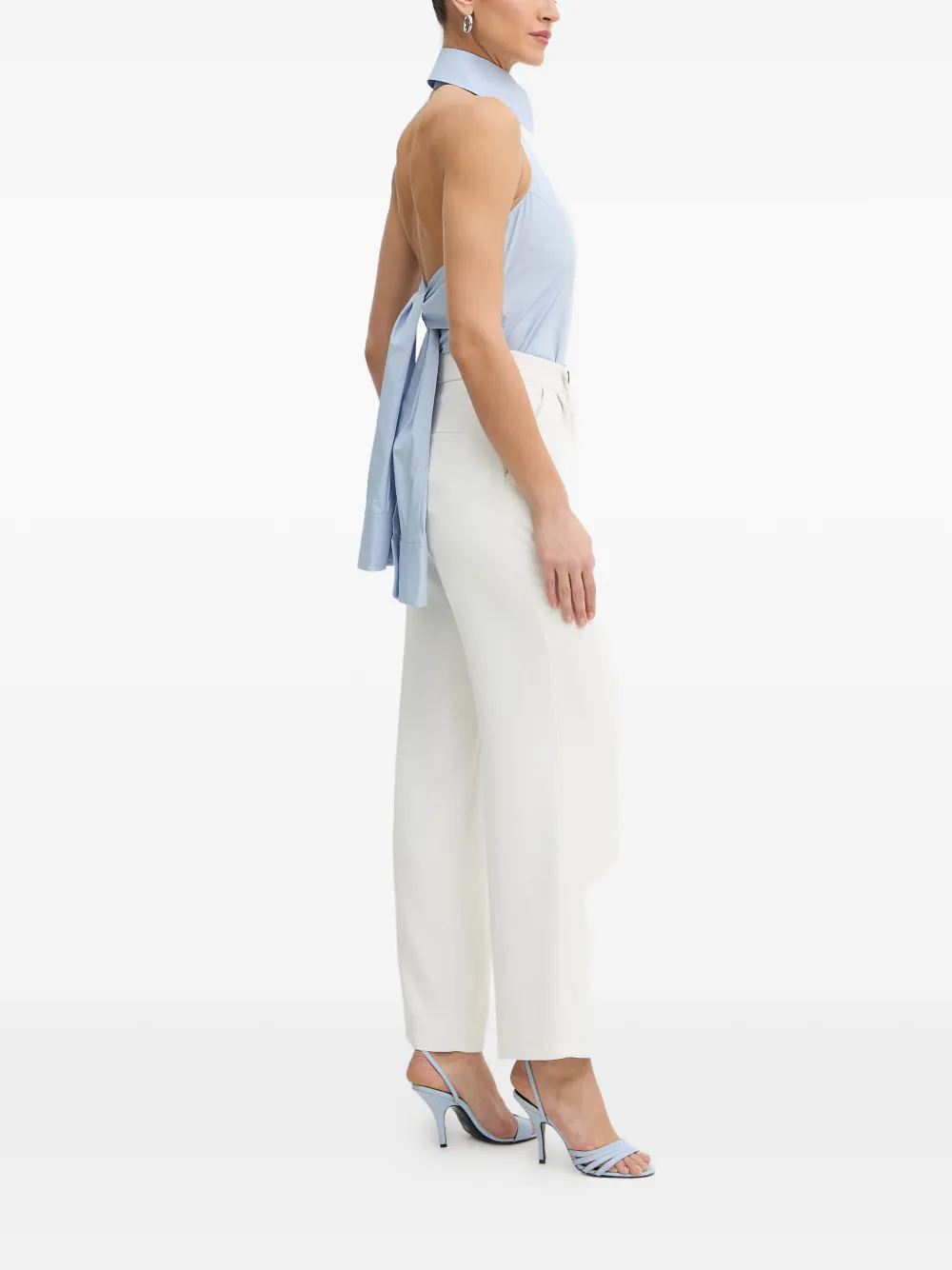 Karl Lagerfeld Mouwloze blouse met gestrikte achterkant Blauw