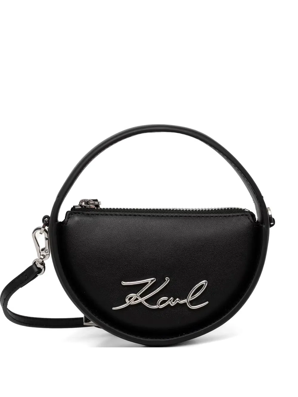 Karl Lagerfeld logo-plaque circular crossbody bag - Nero