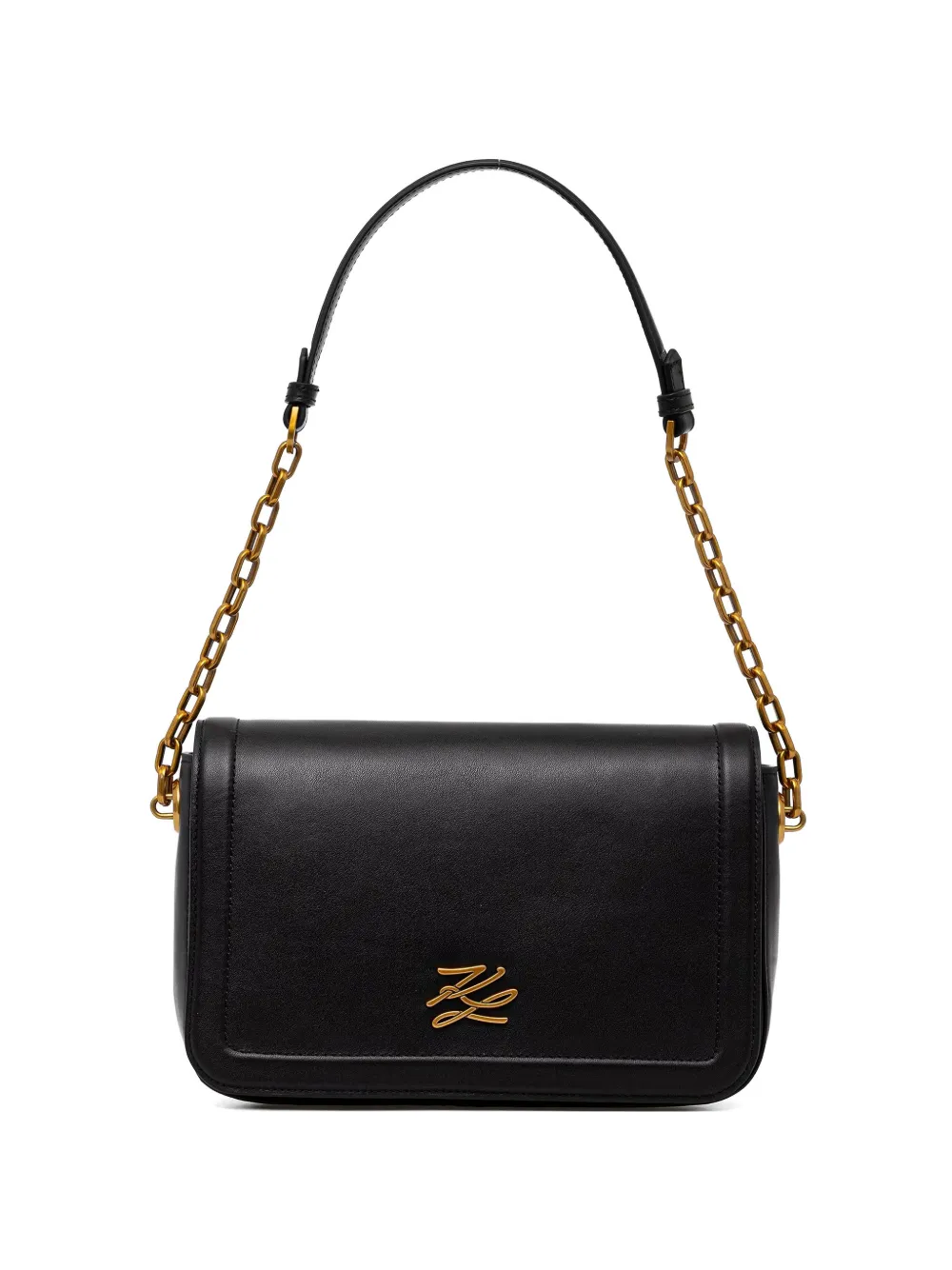 Karl Lagerfeld logo-plaque chain-link shoulder bag - Nero