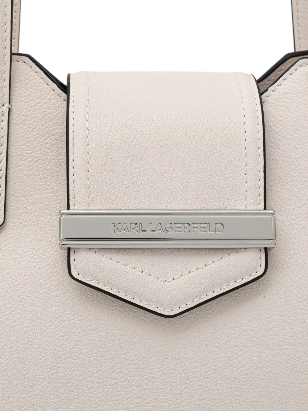 Karl Lagerfeld Shopper van bewerkt leer met logo-plakkaat Beige