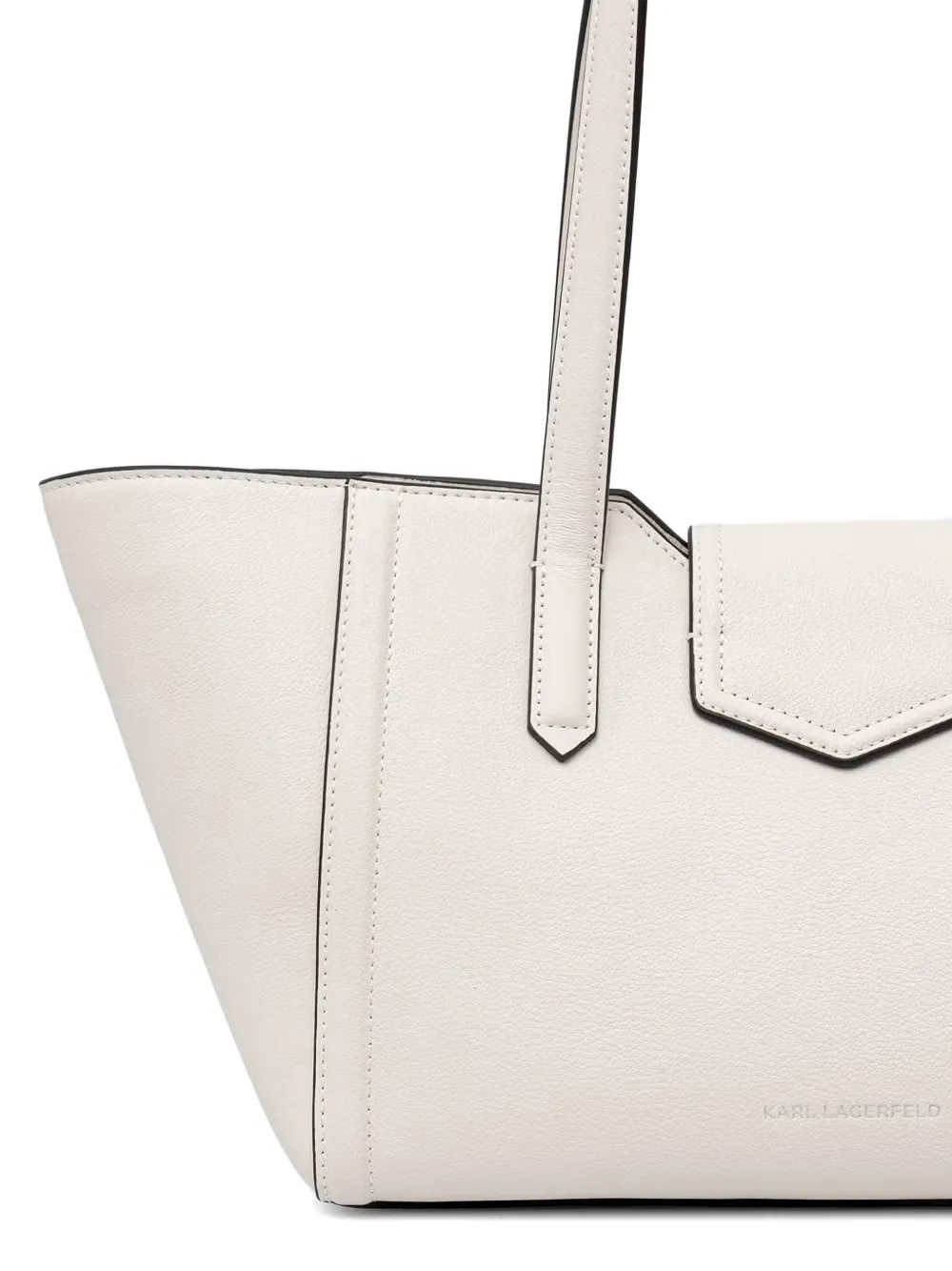 Karl Lagerfeld Shopper van bewerkt leer met logo-plakkaat Beige