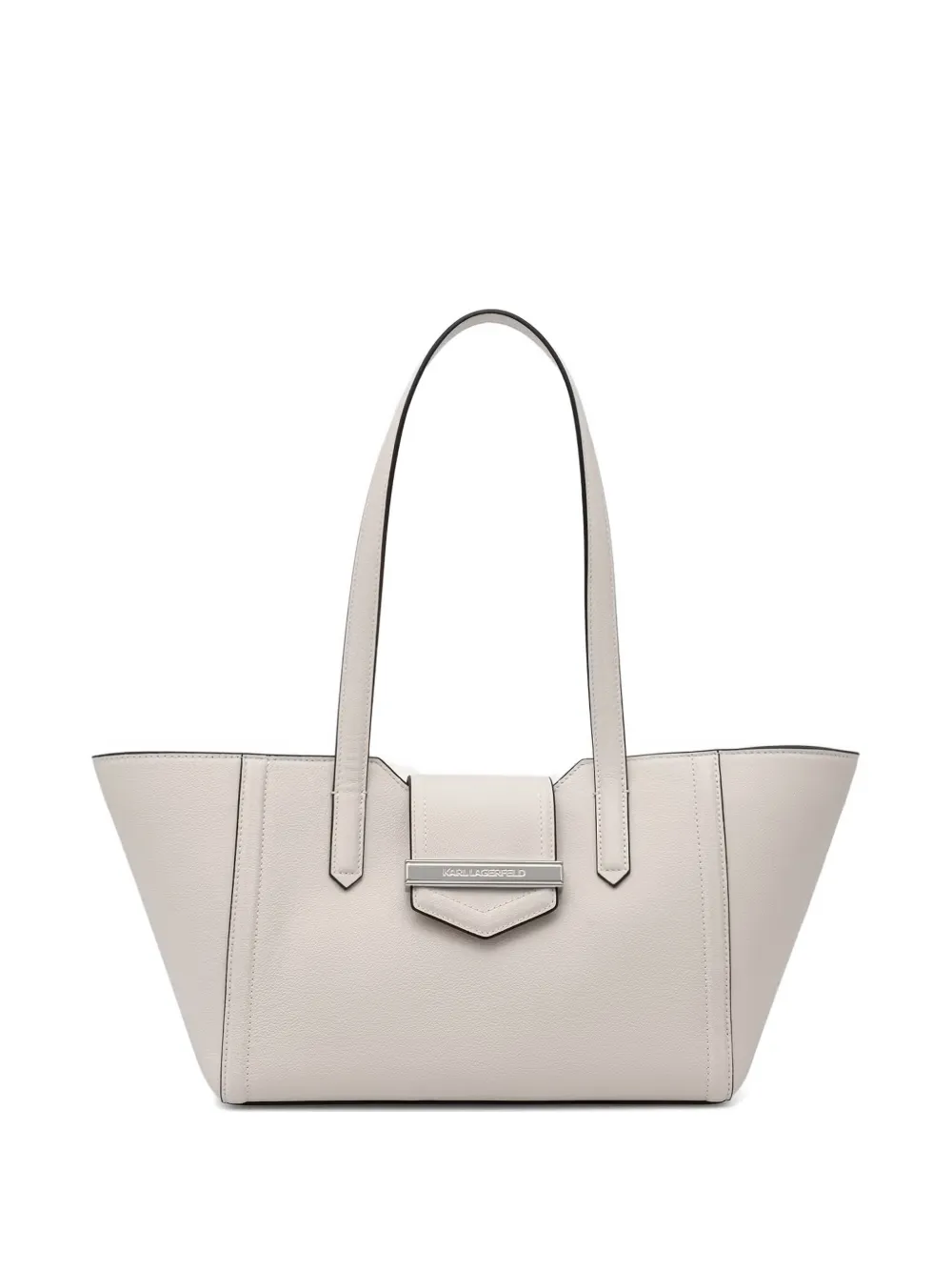 Karl Lagerfeld logo-plaque grained-leather tote bag - Nude
