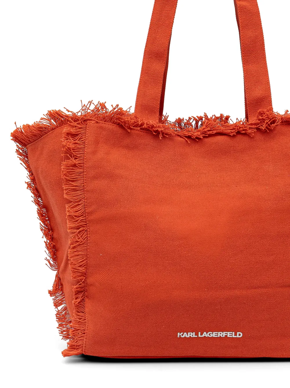Karl Lagerfeld Shopper met logo-print en franje Oranje