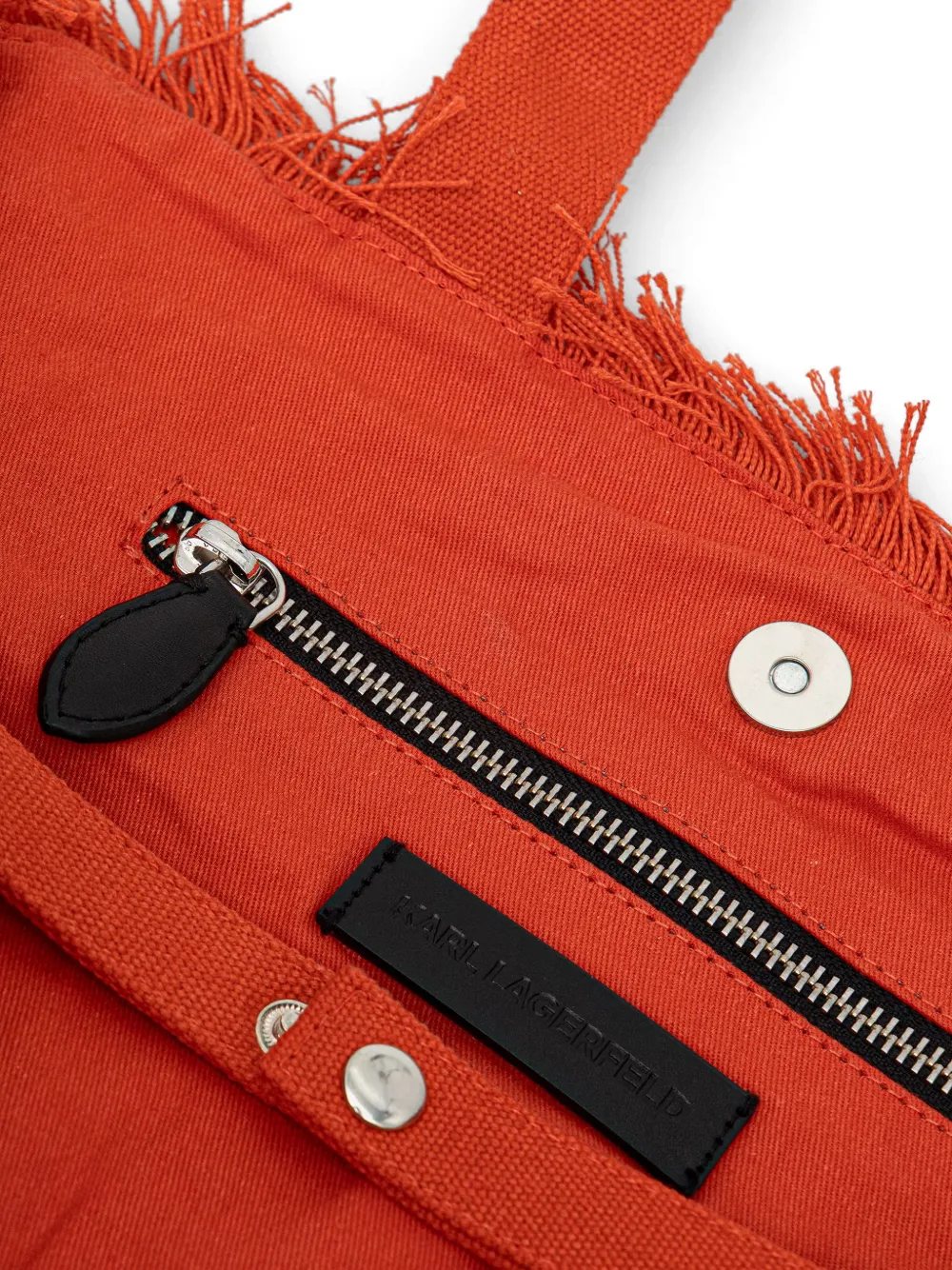 Karl Lagerfeld Shopper met logo-print en franje Oranje