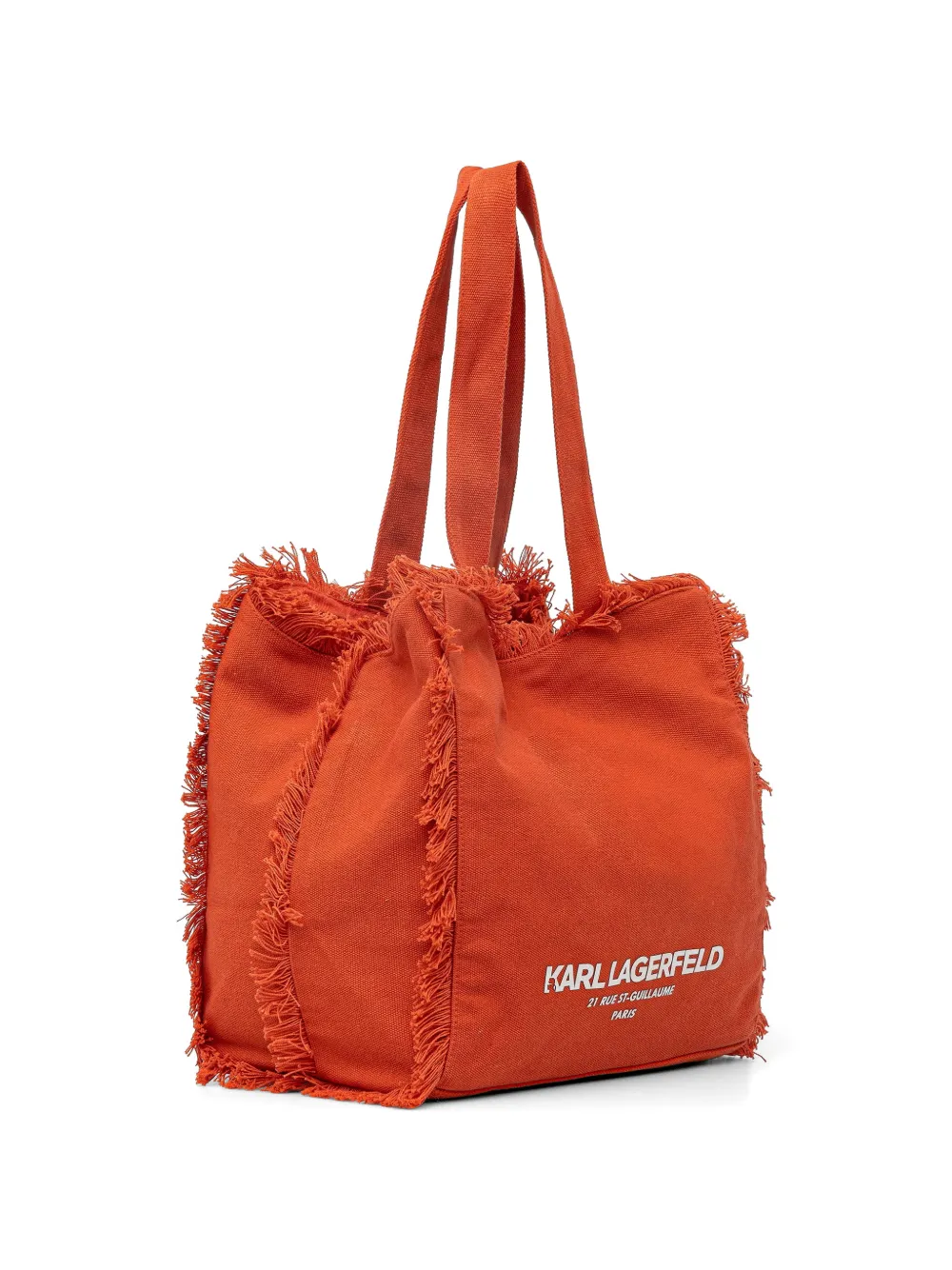 Karl Lagerfeld Shopper met logo-print en franje Oranje
