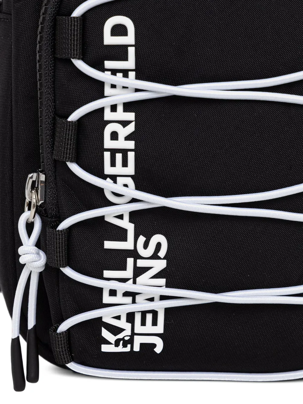 Karl Lagerfeld Jeans logoprint heuptas met bungeekoord Zwart