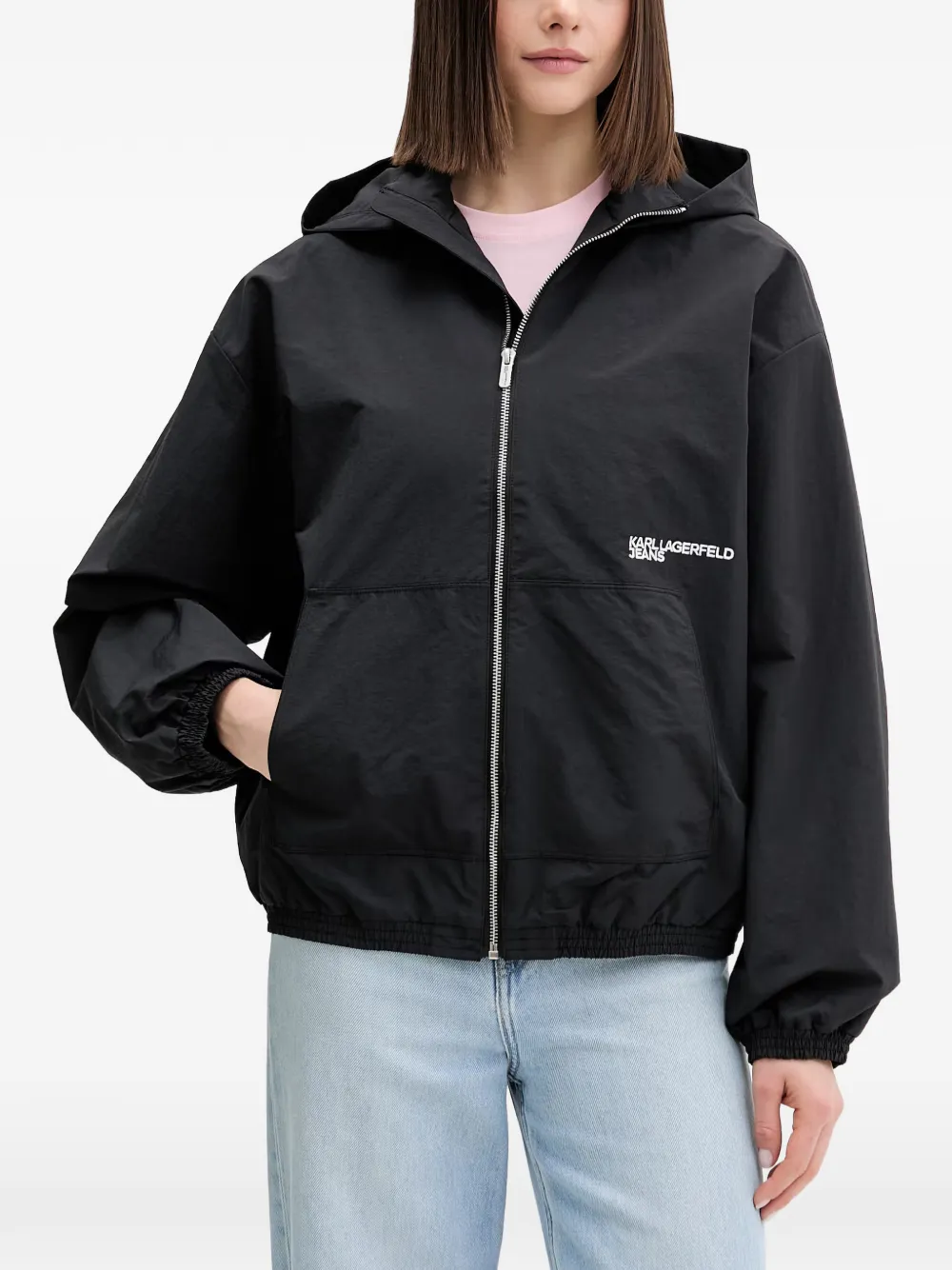 Karl Lagerfeld Jeans hooded logo-print jacket - Schwarz