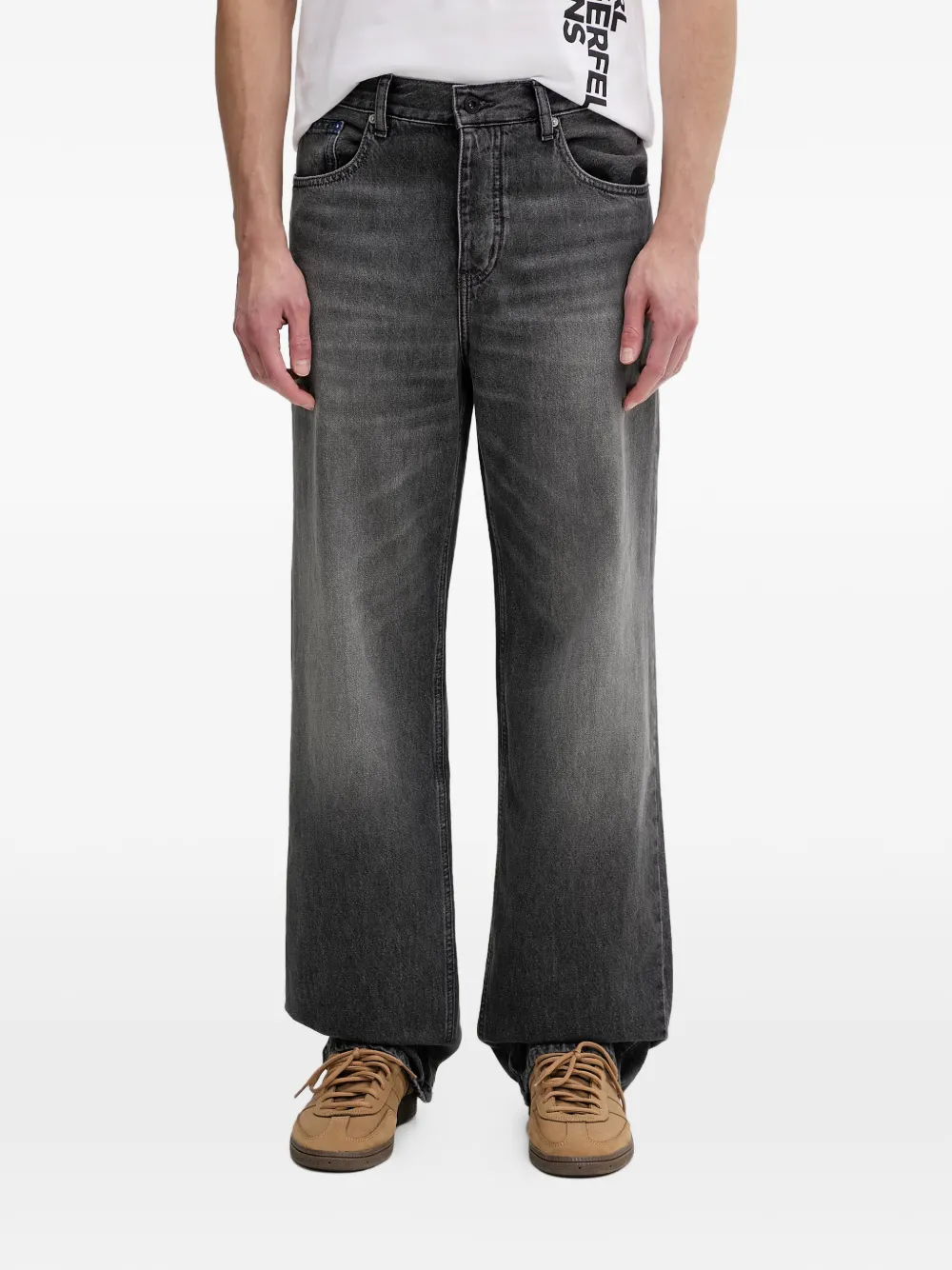Karl Lagerfeld Jeans logo-patch straight-leg jeans - Grigio