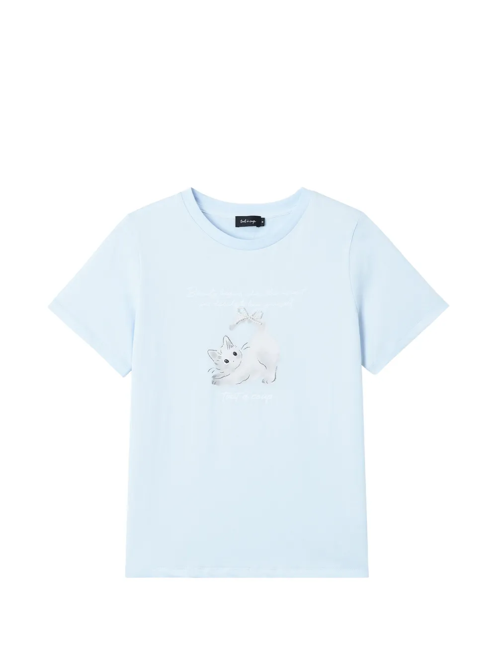 tout a coup cat-print T-shirt - Blu