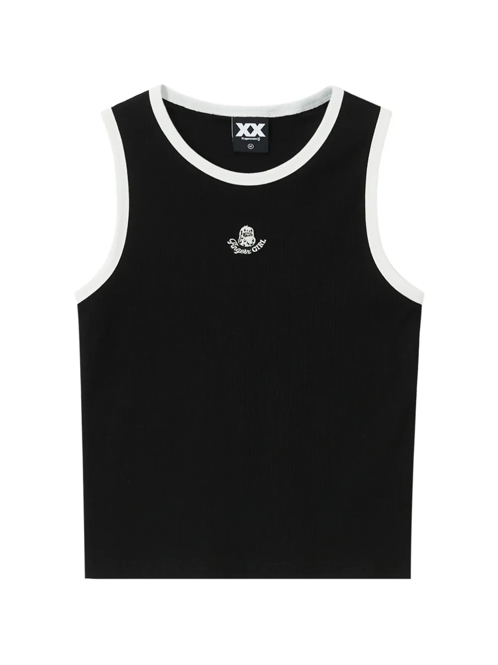 FINGERCROXX contrast-trim embroidered top - Nero