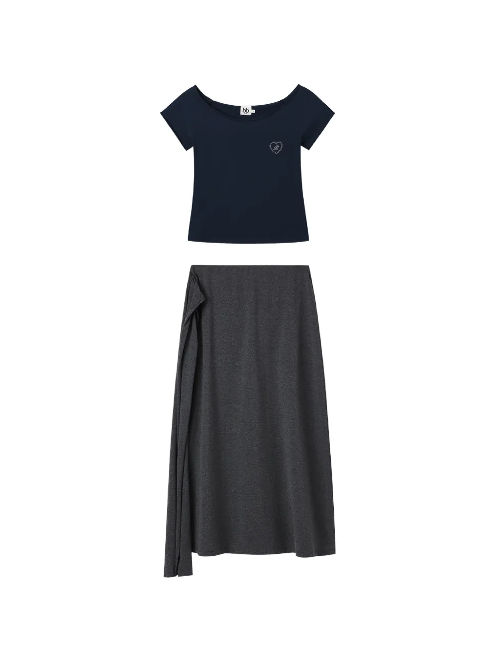 b+ab ruffle-detail midi skirt (set of two) - Grigio