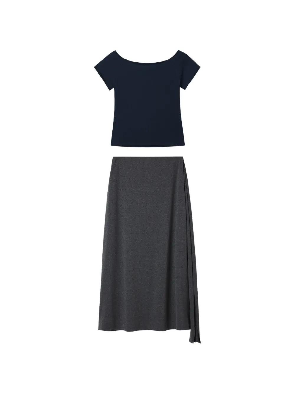  B+ab Set Di 2 Gonne Midi Con Ruches - Grigio 