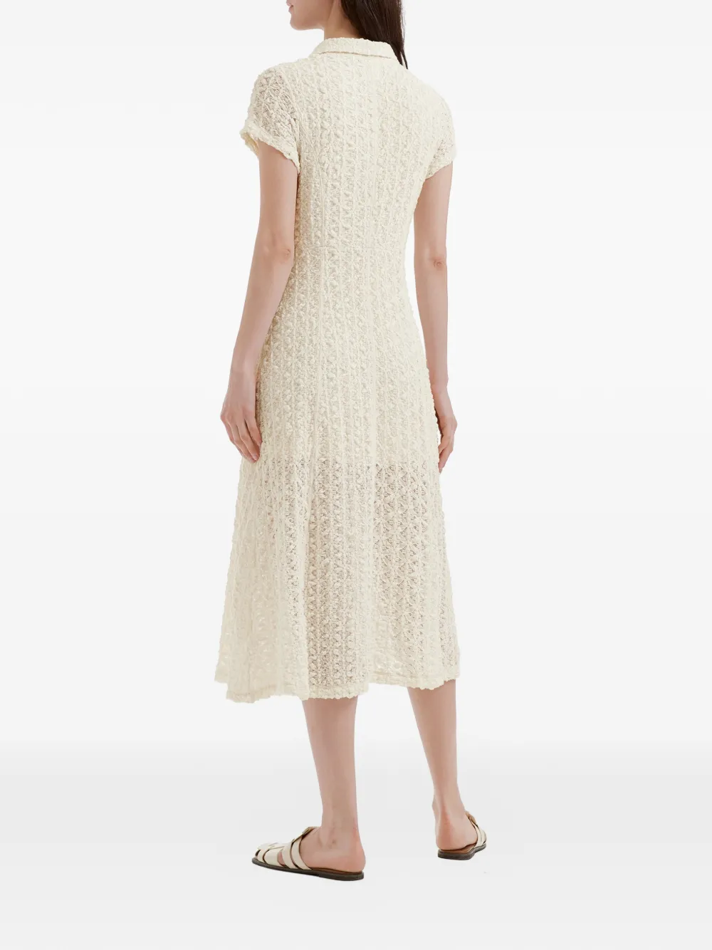 b+ab Midi-jurk met textuur en knopen Beige